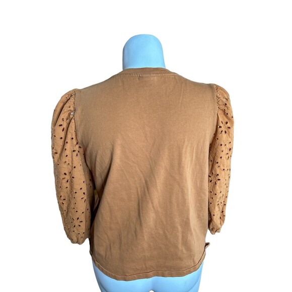 A New Day Rustic Brown Puff Eyelet Sleeve Top XXL - Picture 4 of 5